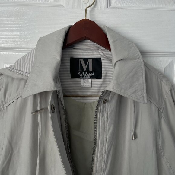 Mulberry Street Lightweight Removable Hood Ivory Jacket Large - Picture 2 of 7